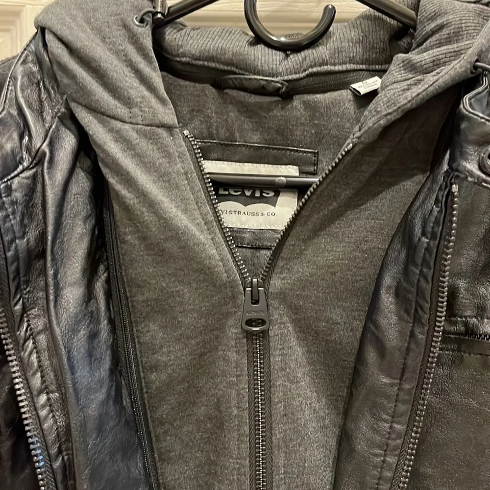 Levi’s leather hooded jacket